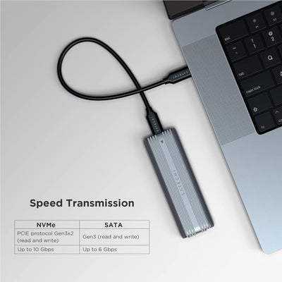 SATECHI USB-C Aluminiumgehäuse ohne Werkzeug für M.2 PCIE NVME und SATA SSD – Unterstützt USB 3.2 Ge