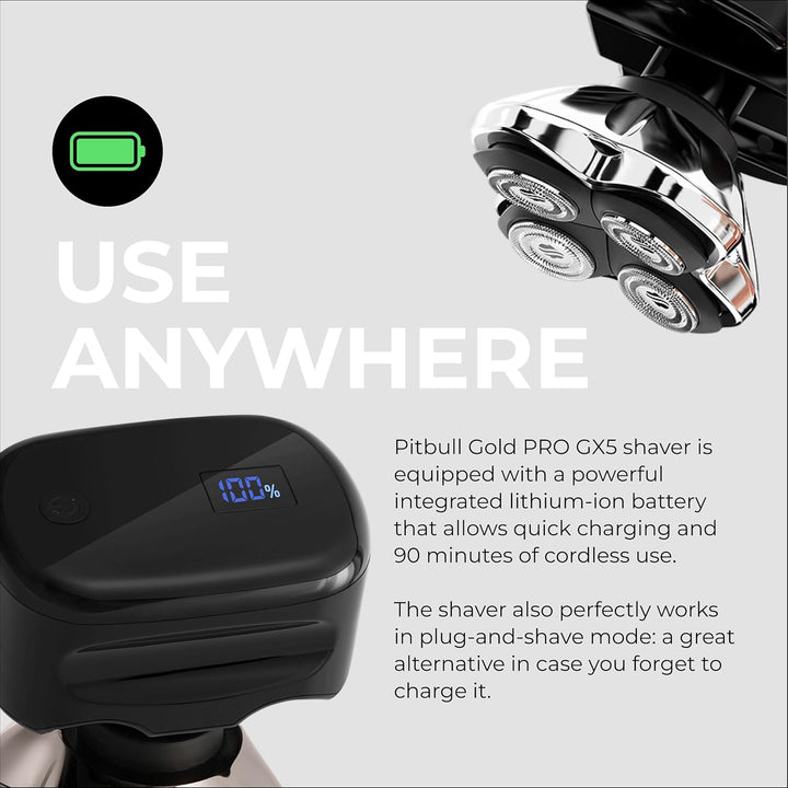 Skull Shaver Pitbull Gold Pro GX5 - Kopf- und Gesichtsrasierer - Kabellos, Nass- & Trockenrasur, Was