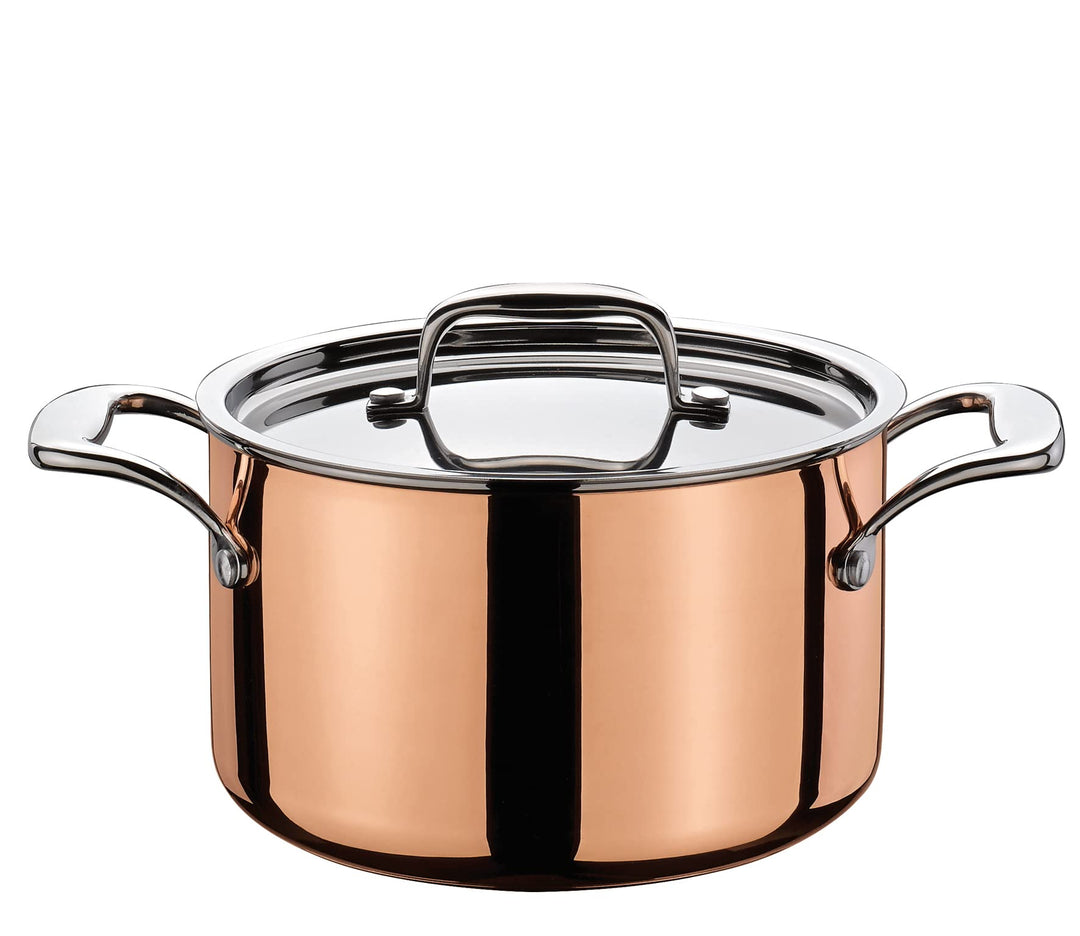Spring CULINOX Fleischtopf mit Deckel | Ø: 16cm, Höhe: 10 cm | 2 ltr | 0,5 mm Aussenschicht aus Kupf