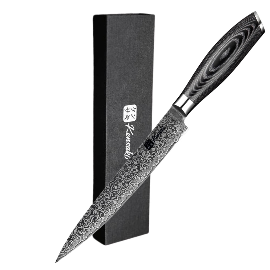 Kensaki Tranchiermesser aus Damaszener Stahl Küchenmesser Japanischer Art hergestellt aus 67 Lagen D