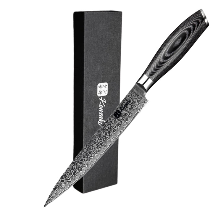 Kensaki Tranchiermesser aus Damaszener Stahl Küchenmesser Japanischer Art hergestellt aus 67 Lagen D