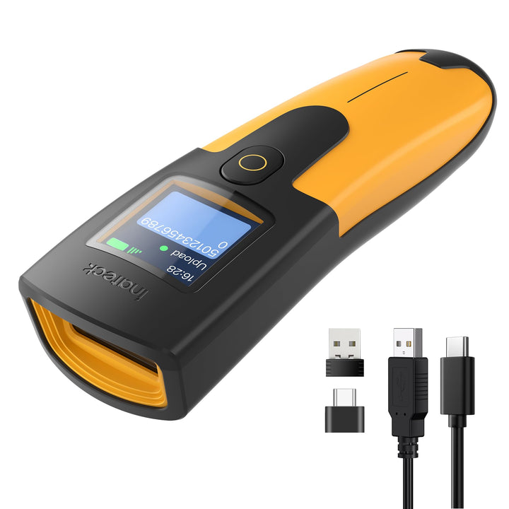 Inateck Barcode Scanner Kabellos 1D, Handscanner Kleine Tasche für Inventar, 3 in1 Bluetooth & USB K