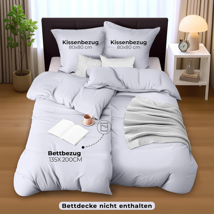 Utopia Bedding Bettwäsche 135x200 4teilig - Mikrofaser 2 Bettbezug 135x200 cm + 2 Kissenbezüge 80x80