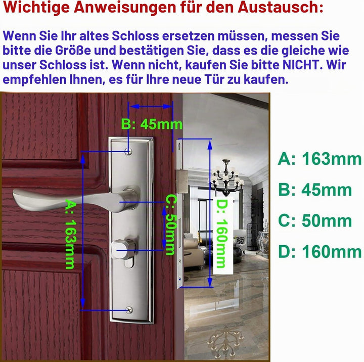 Qrity Türgriffschloss Hebelschloss aus Zinklegierung, modernes Türgriffset, diebstahlsicheres Türheb