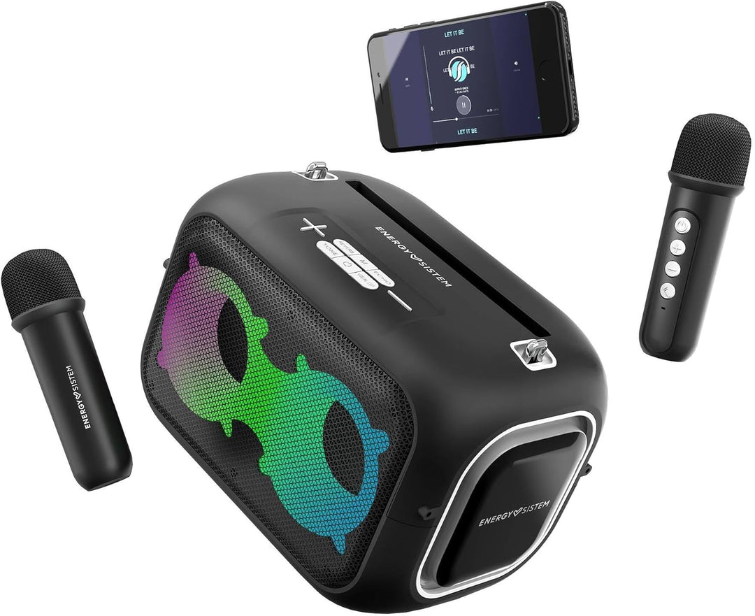 Energy Sistem Karaoke Star Party Karaoke Lautsprecher Bluetooth 5.4 50W mit 2 Mikrofonen LED Lichter
