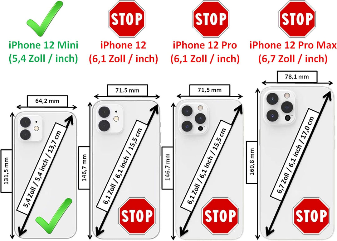 Mobiskin Hülle kompatibel mit Apple iPhone 12 Mini (5,4 Zoll), Handyhülle mit echtem Leder, Case, Sc