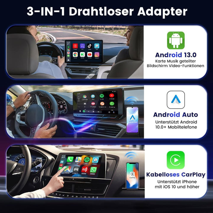 CarlinKit Android 13.0 AIBox Adapter - Wireless CarPlay&amp;Android Auto, 4GB+64GB Android 13.0 Standalo