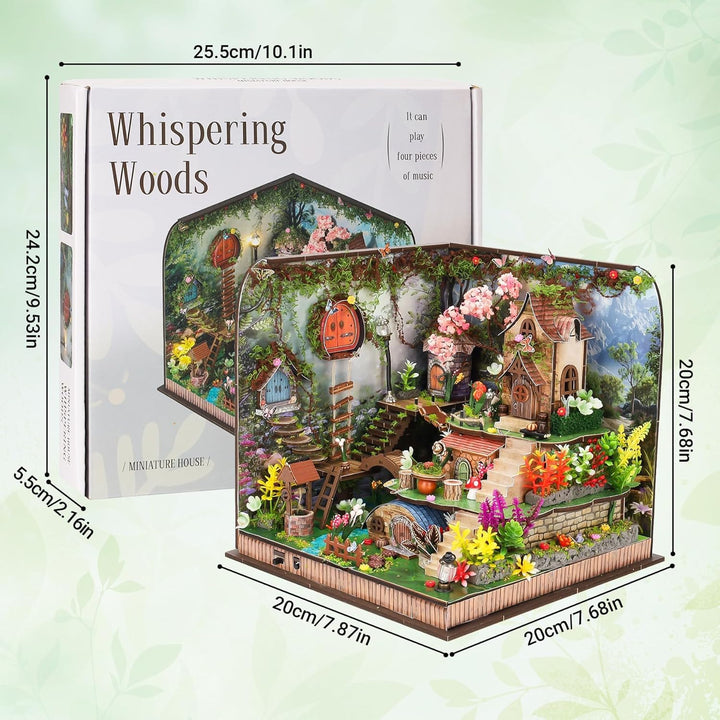 DIY Book Nook Kit, Puppenhäuser Miniatur Haus Kit mit Staubschutzhülle LED-Licht 3D Puzzle Aus Holz