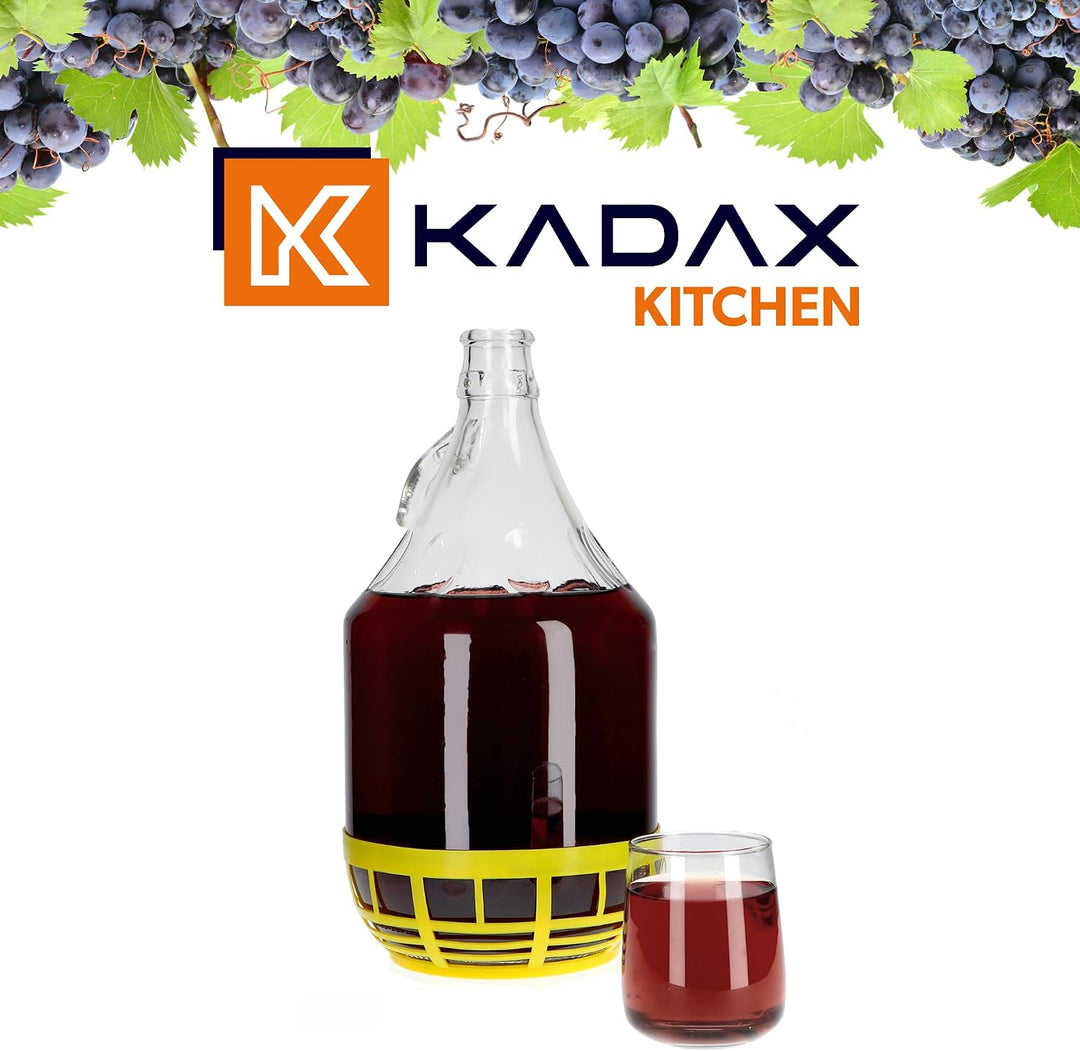 KADAX Weinballon 5L, Glasballon für Wein 3 stück, Weinfass aus glas, Gärballon, Fass für Wein aus Gl