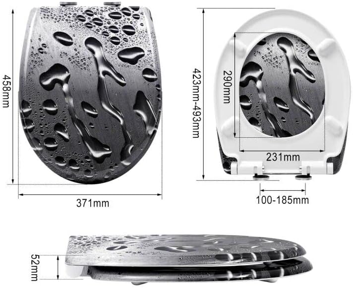 WOLTU Toilettendeckel mit Absenkautomatik Motiv, WC Sitz mit Schnellverschluss, Toilettensitz O Form