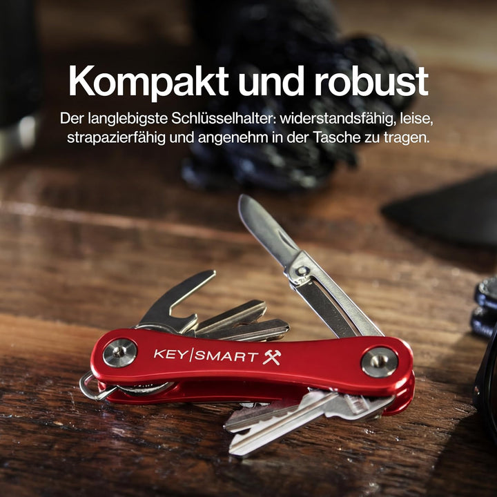 KeySmart Rugged - Multi-Tool Schlüsselhalter mit dem Flaschenöffner und Taschen Clip (bis zu 14 Schl