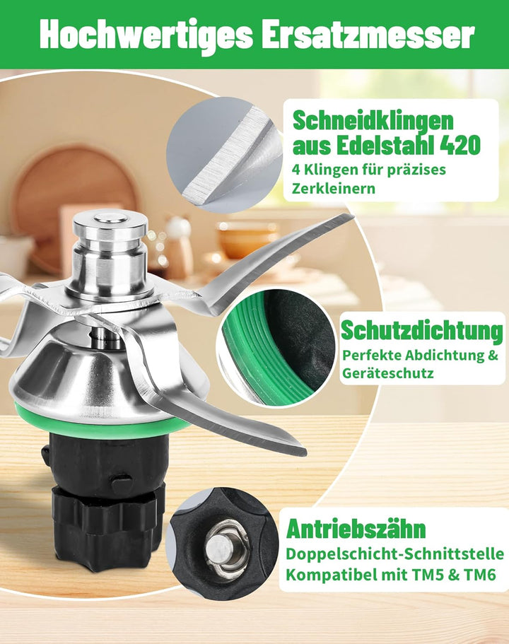 TM5 Messer für Thermomix TM5 TM6 Ersatzmesser für Vorwerk Thermomix TM5 Mixmesser mit Dichtring Edel
