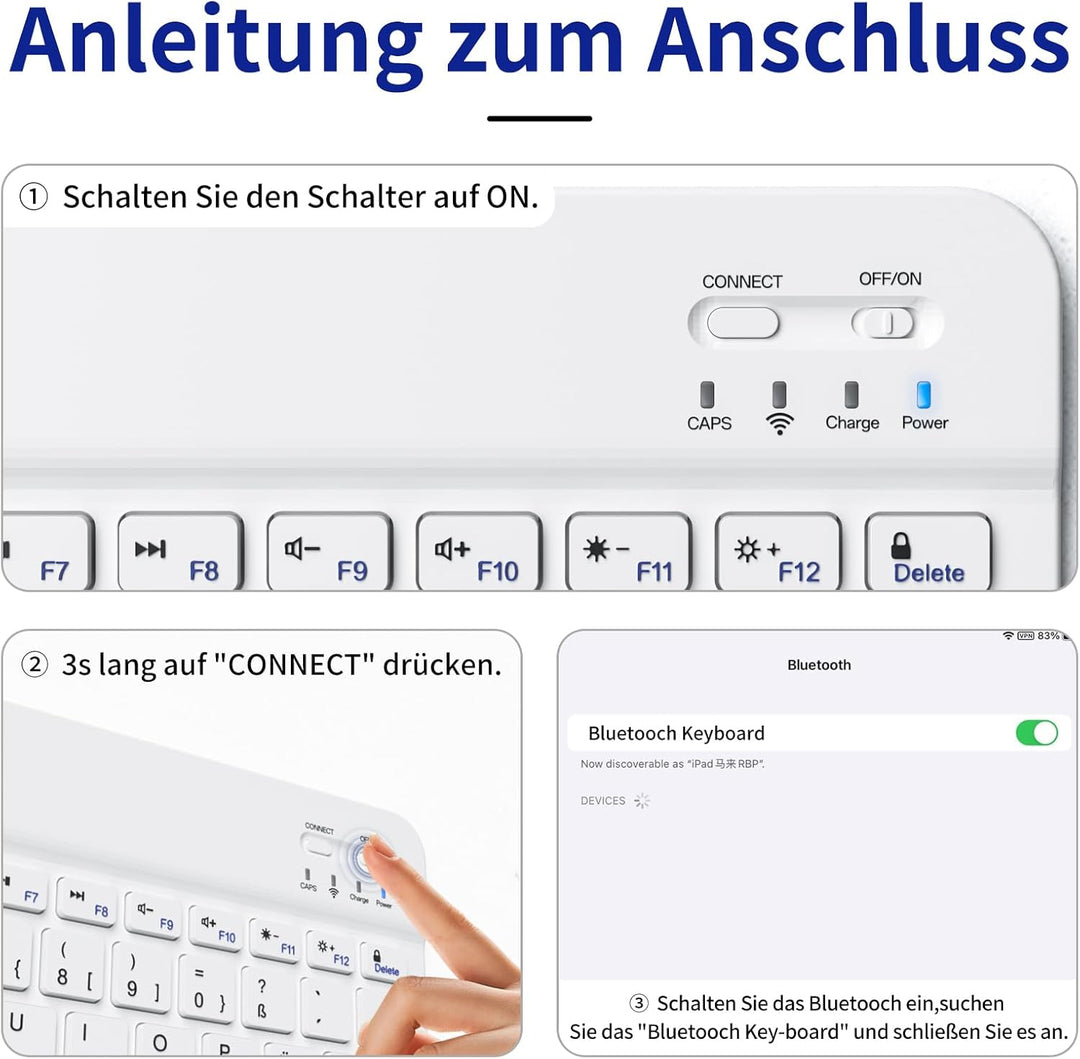 Hülle mit Tastatur für iPad A16 11 Generation 2025 (11 Zoll), iPad 10 Generation 2022 (10.9 Zoll) mi