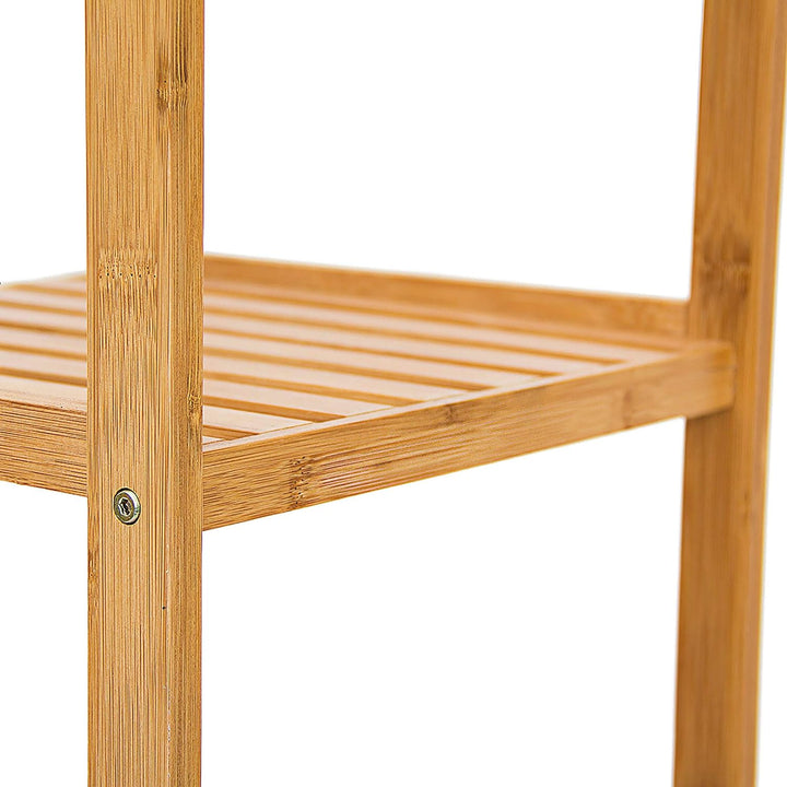 Relaxdays Badregal Bambus, Standregal Badezimmer & Küche, Bambusregal mit 4 offenen Ablagen, HBT 110