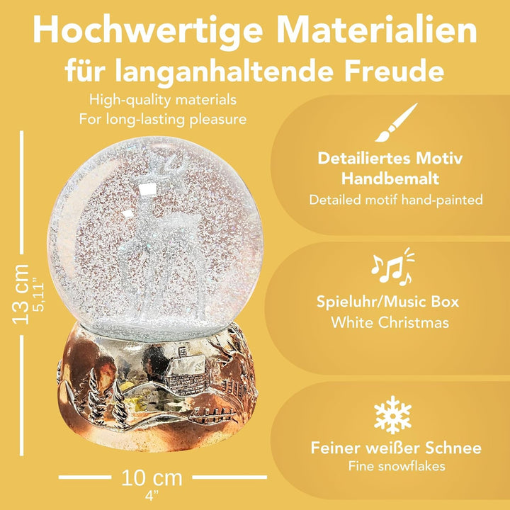 Schneekugel REH Silber Silber-Sockel Landschaft Winter Christmas mit Spieluhr Durchmesser 100mm * 20
