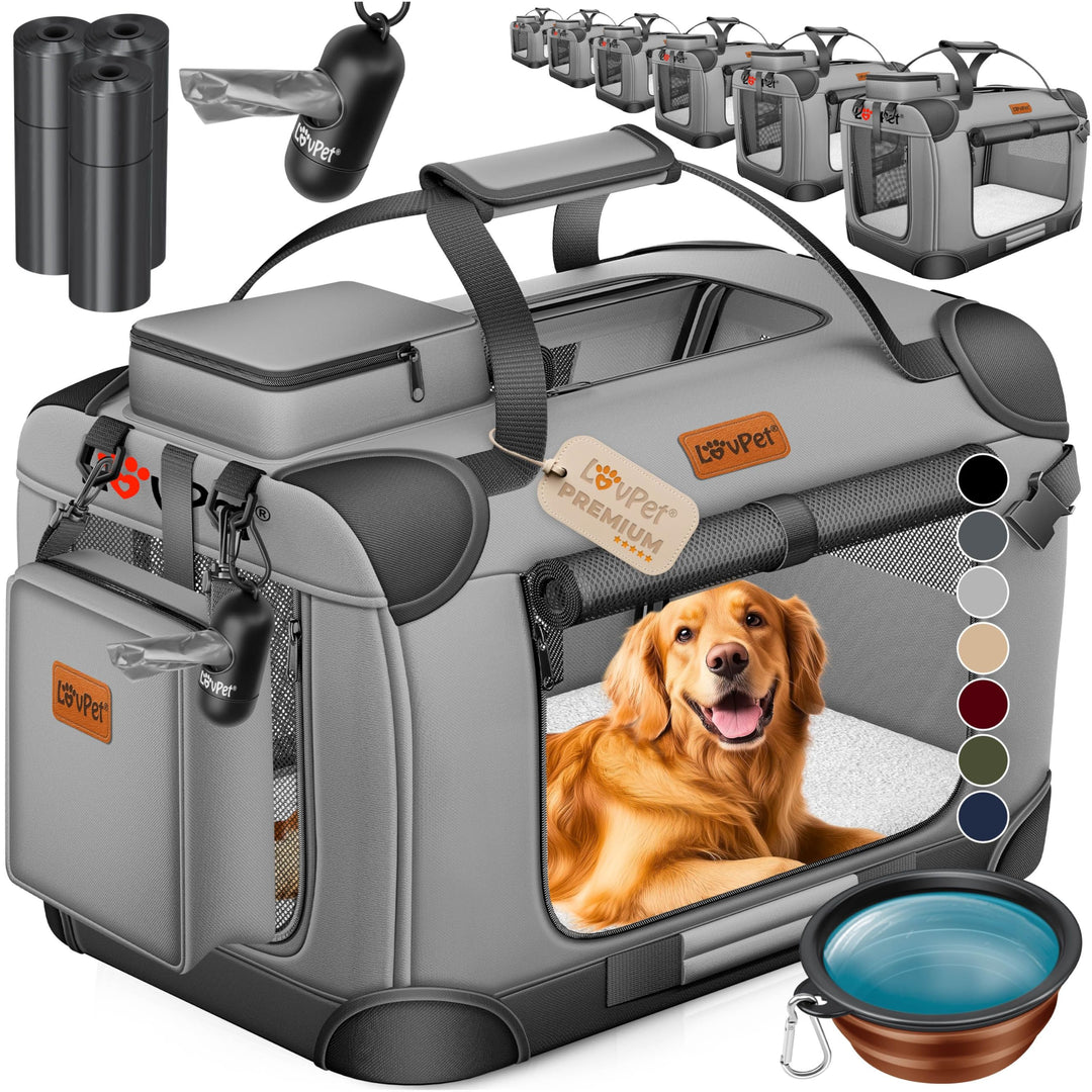 LOVPET® Transportbox Hund Katze Transporttasche XXL 92x64x64cm | Hunde-Tragetasche Faltbare Katzenta