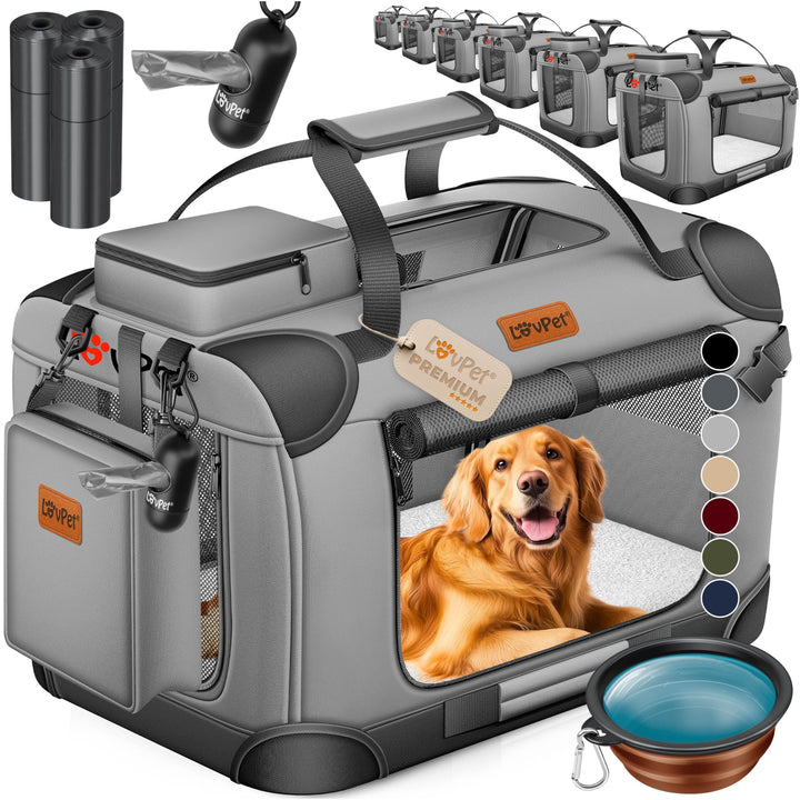 LOVPET® Transportbox Hund Katze Transporttasche XXL 92x64x64cm | Hunde-Tragetasche Faltbare Katzenta