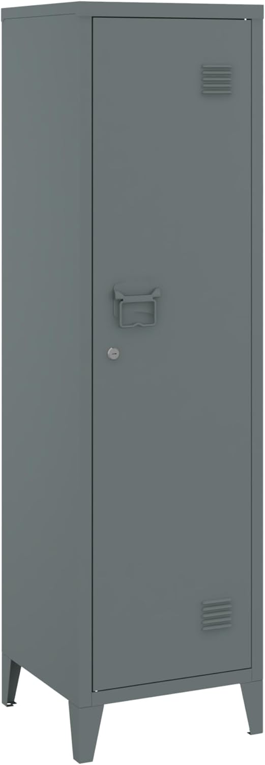 [en.casa] Einzelspind Kurikka Metallspind mit 2 Ablagen 137 x 38 x 38 cm abschliessbar Schliessfachs