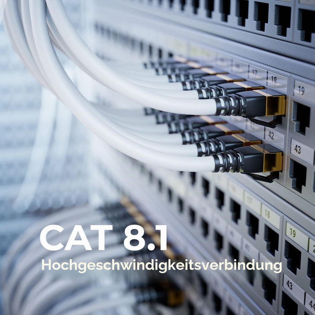 deleyCON 5x 1m CAT8.1 Patchkabel Netzwerkkabel Datenkabel S/FTP PIMF 2000 MHz 40 Gbit RJ45 LAN DSL K