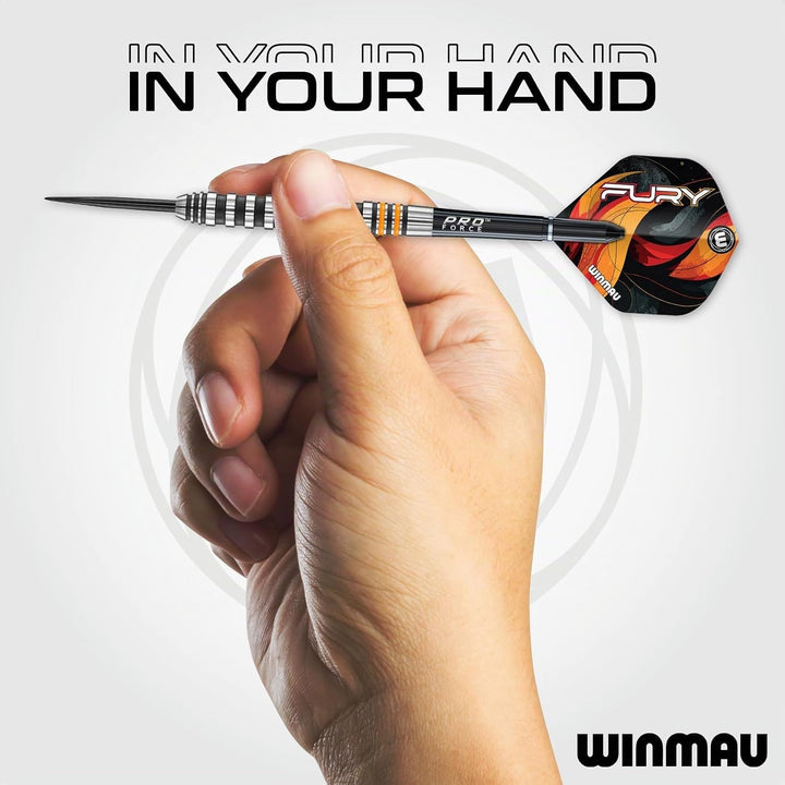 WINMAU Fury Wolfram-Dartpfeile mit Prismenflügeln und Vecta-Schäften (Stiele), 22–28 g, 28 g