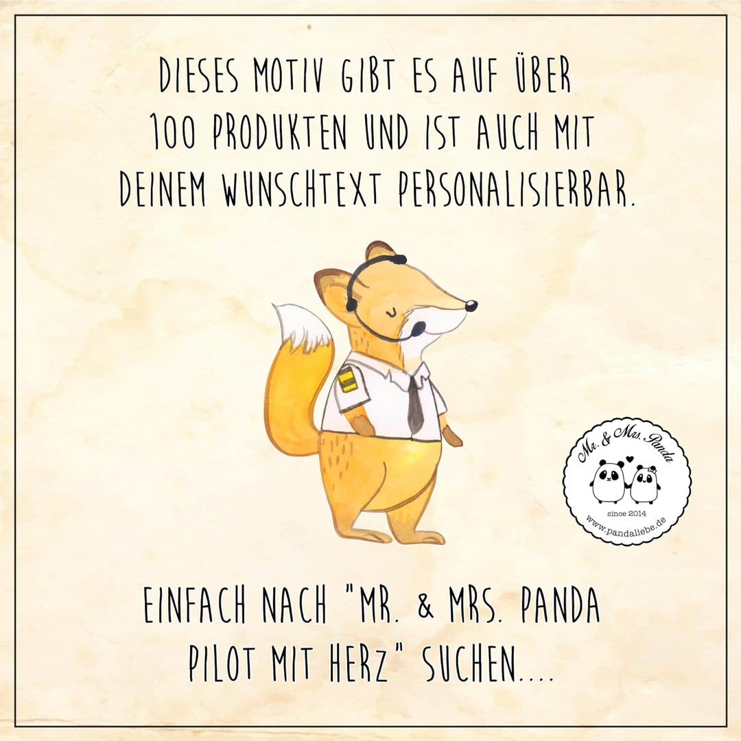 Mr. &amp; Mrs. Panda 50 x 75 cm Fussmatte Pilot mit Herz - Geschenk, Motivfussmatte, Flugkapitän, Flugze