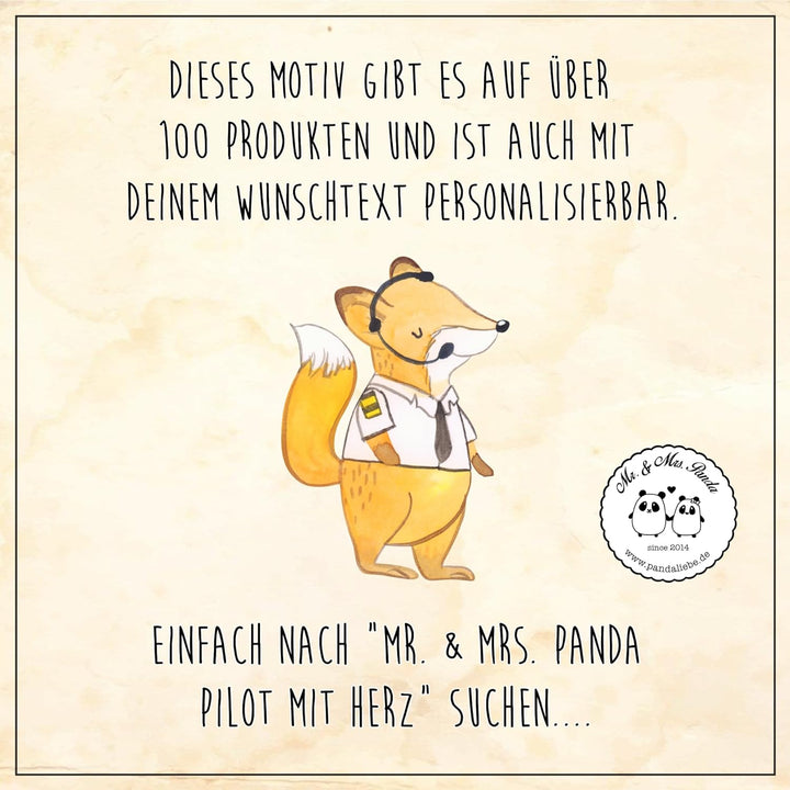 Mr. &amp; Mrs. Panda 50 x 75 cm Fussmatte Pilot mit Herz - Geschenk, Motivfussmatte, Flugkapitän, Flugze