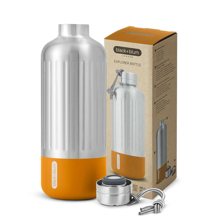BLACK + BLUM Explorer Isolierflasche | Orange | 850 ml | Trinkflasche Thermo hält 24h kalt & 12h hei