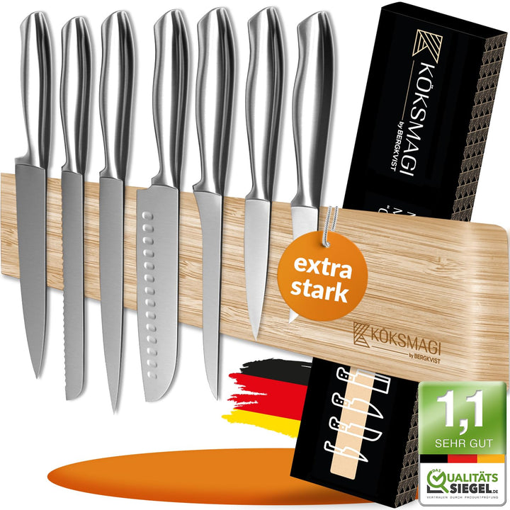 KÖKSMAGI® Magnetleiste Messer aus Bambus (50 cm) - magnetische Messerleiste mit extrem starkem Magne