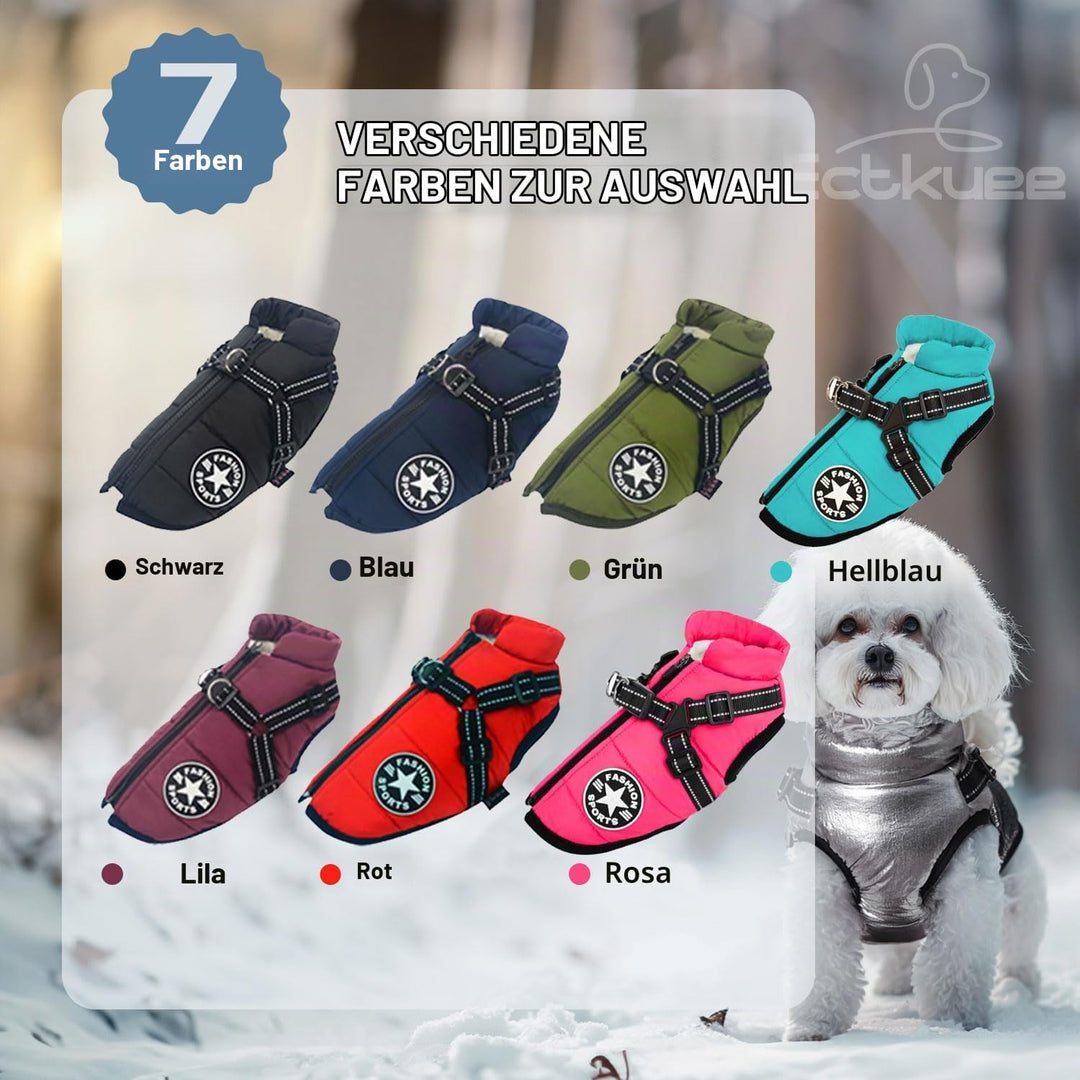 Hundejacke Winterweste Mit Geschirr, Wasserdichter Hundemantel für Kleine Hunde, Maschinen Waschbar,