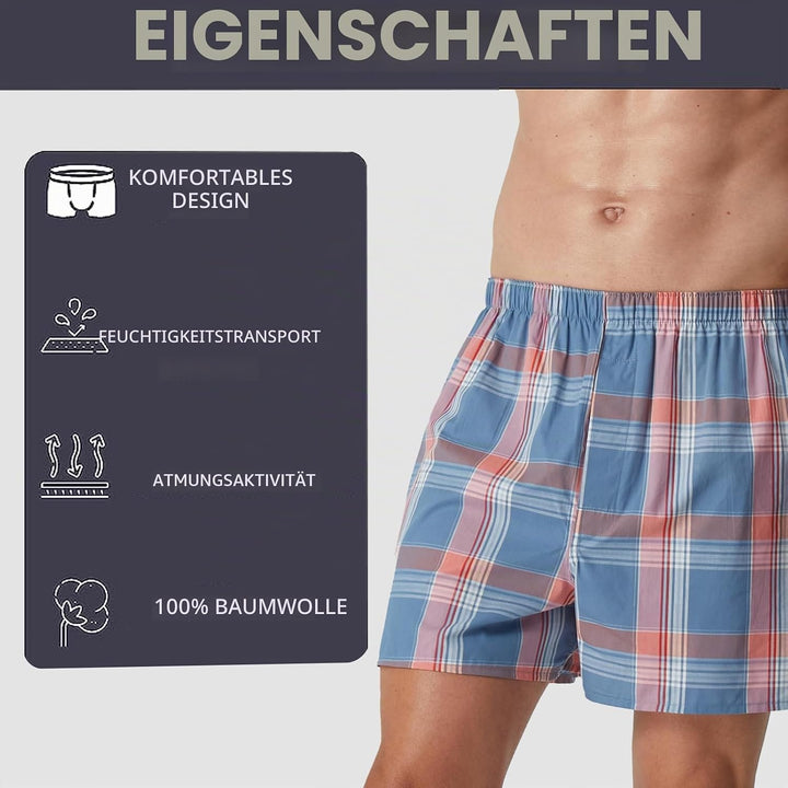 5Mayi Mens Boxers Shorts Multipack Woven Mens Underwear Pack Cotton Plaid Men&