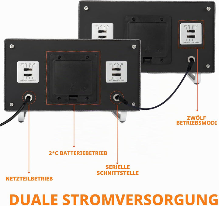 MOZSLY Doppel Uhrenbeweger für Automatikuhren mit leisem Motor Grau Hanf Baumwoll Gewebe, Grau