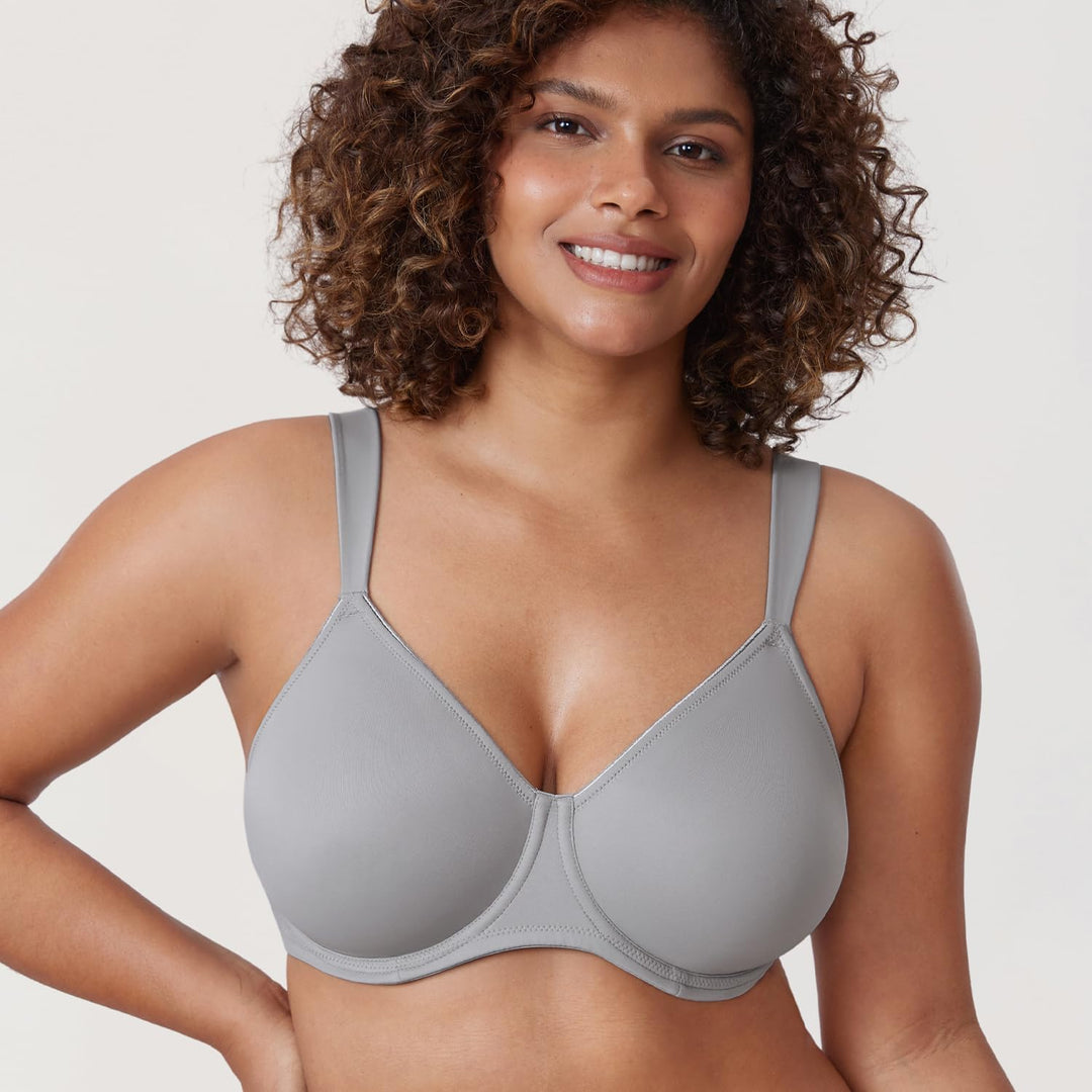 DELIMIRA Damen T-Shirt Minimizer BH mit Bügel Grosse Grössen Ohne Gepolstert 75C Quantengrau, 75C Qu