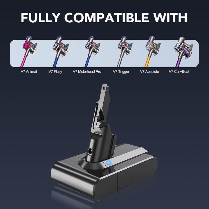 7500mAh Akku für Dyson V7 SV11, Li-ION Batterie Ersatzakku kompatibel mit V7 Motorhead/Animal/Fluffy