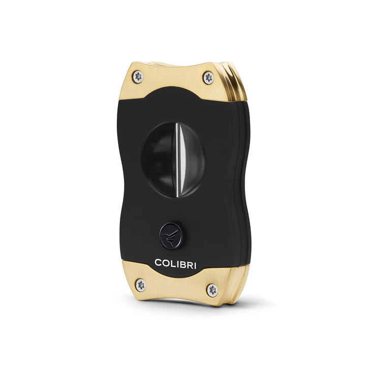 Colibri V-Cut Zigarrenschneider | Schwarz Mit Goldakzenten | Federauslöser | Tiefer 7mm V-Schnitt |