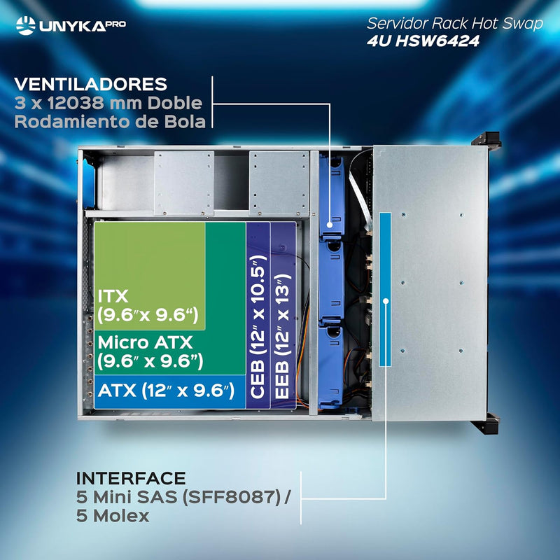 Unykach Chassis Rack Hot Swap 4U / 24 Bay, PYROJEWEL-A-20052233, 4U/24 Bahías