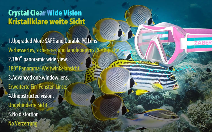 ZABERT M9 Kinder Taucherbrille,Kinder Schwimmbrille für 2 3 4 5 6 Jahre Jungen Mädchen, Prämie beque
