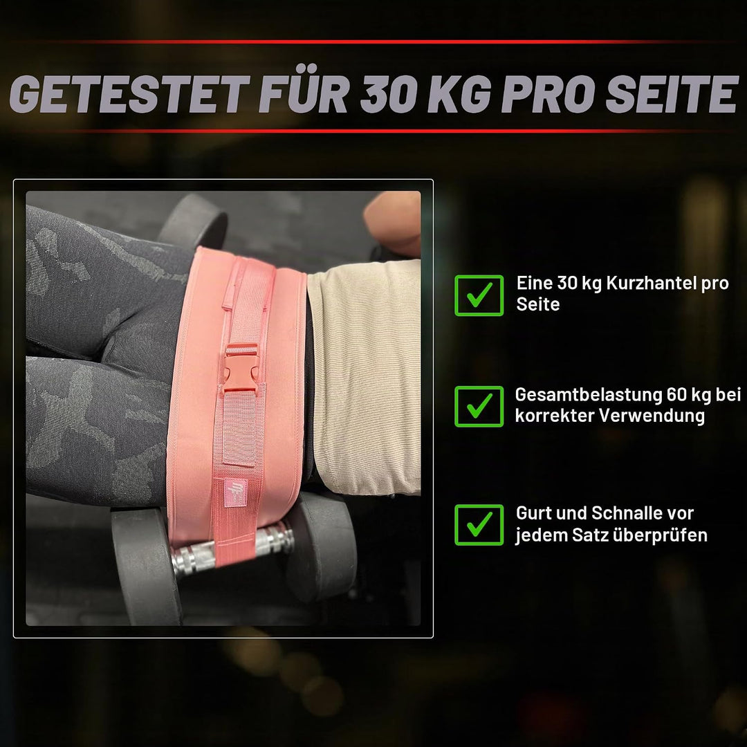 Hüft-Schubgurt, Gewichtheberlast zur Befestigung von Hanteln für Hüftübungen, Gesässbrücke, Planke,