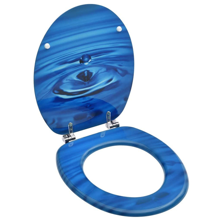 HOMIUSE Toilettensitz mit Deckel MDF Blau Wassertropfen Toilettendeckel Wc Sitz Klobrille Wc Deckel