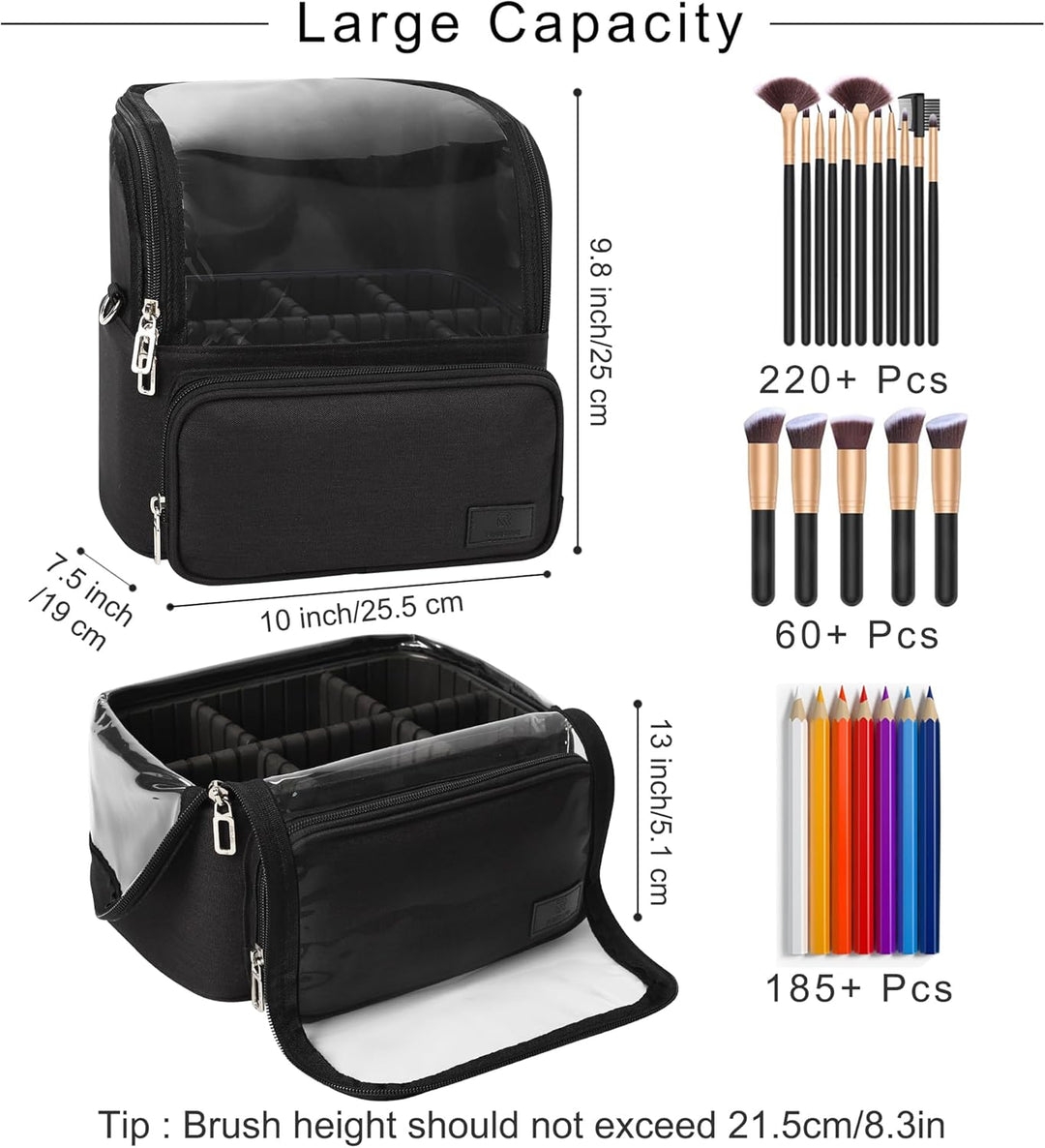 Relavel Kosmetikpinseltasche Extra Gross - Stehhaltende & Faltbare Kosmetiktasche für Reise & Heimge