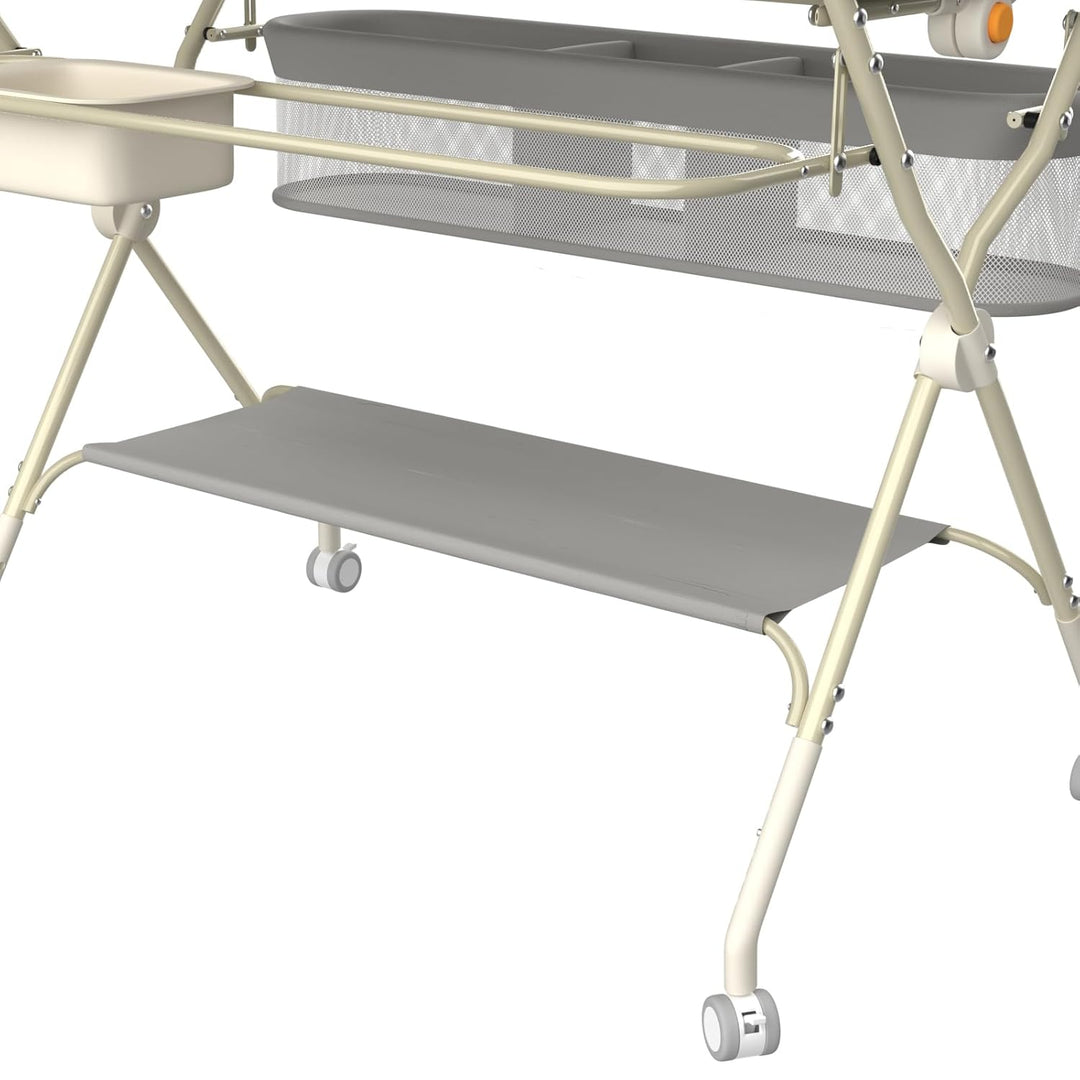 Supfine Klappbarer Wickeltisch mit Aufbewahrung, Höhenverstellbar auf 5 Stufen, Mobile Wickeltisch m
