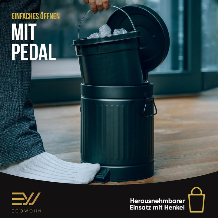 Mülleimer fürs Bad, Kosmetikeimer [Softclose, 5 Liter in Landhausstil] Kleiner Badmülleimer | Abfall