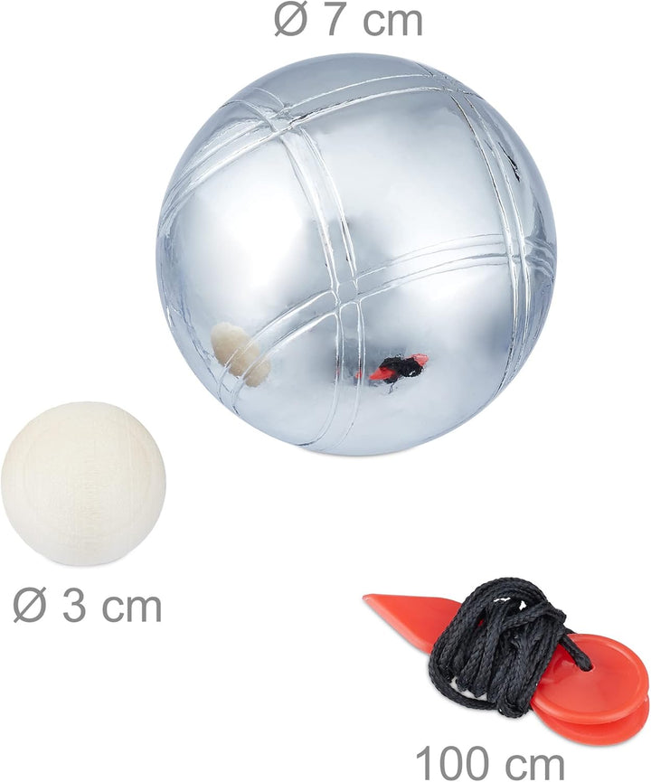 2 x Boule Set, 12 Boccia Kugeln aus Metall, 2 x Zielkugel & Abstandsmesser, Petanque mit Tragetasche