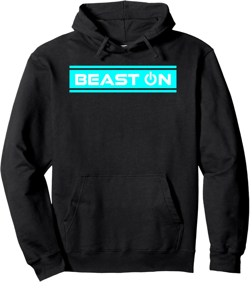 Beast ON Blau Gym Fitness Workout Gym Spruch Motivation Blau Pullover Hoodie