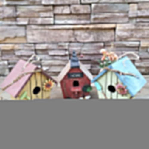 Handbemaltes Vogelhaus, Hängende Vogelhaus-Gartendekoration für den Aussenbereich mit Metalldach und