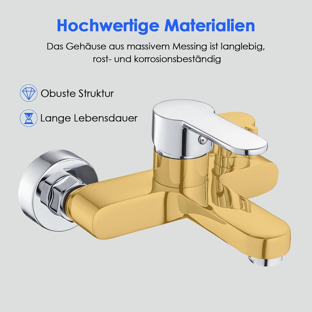ROVOGO Badewannenarmatur, Aufgerüstet Messing Drehbare Umsteller, Badewanne armatur für Wandmontage,