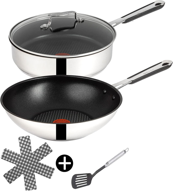 Tefal E30 Jamie Oliver Pfannenset Induktion 5 tlg -SET8- WOK-Pfanne 28 cm tief + Schmorpfanne 25 cm