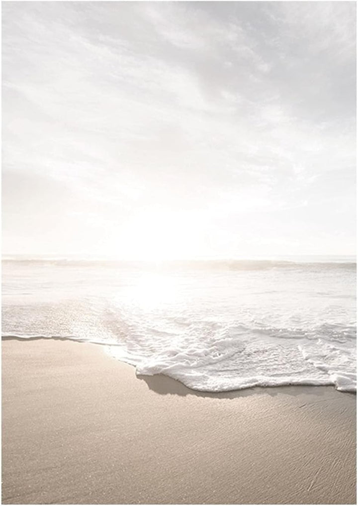 SWECOMZE 3er Poster Set Wohnzimmer - Bilder Deko Schlafzimmer - Sonnenuntergang Strand Stilvolle Wan