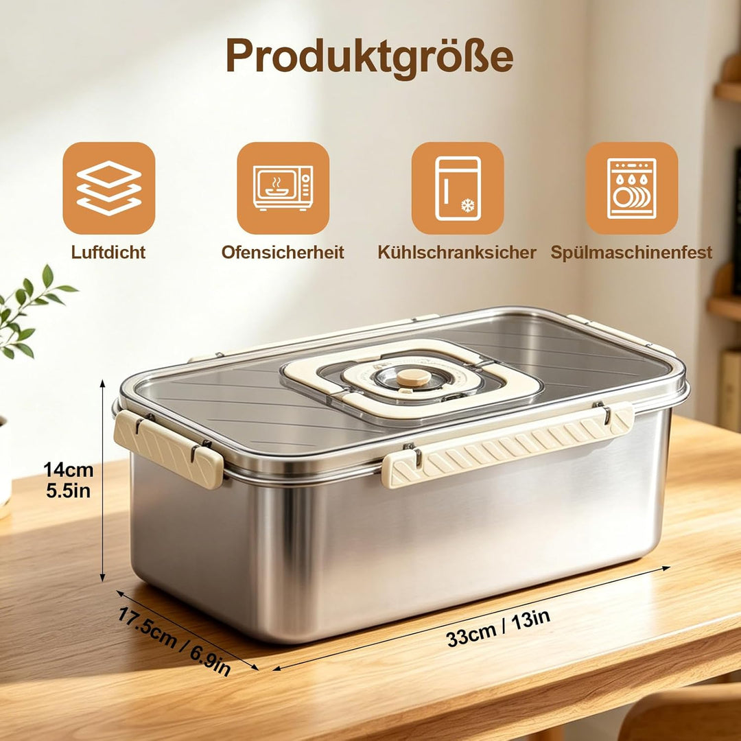 Brotkasten, Brotbox aus Edelstahl mit Zeitaufzeichnung, Versiegelter Brotaufbewahrung Brotkorb mit D