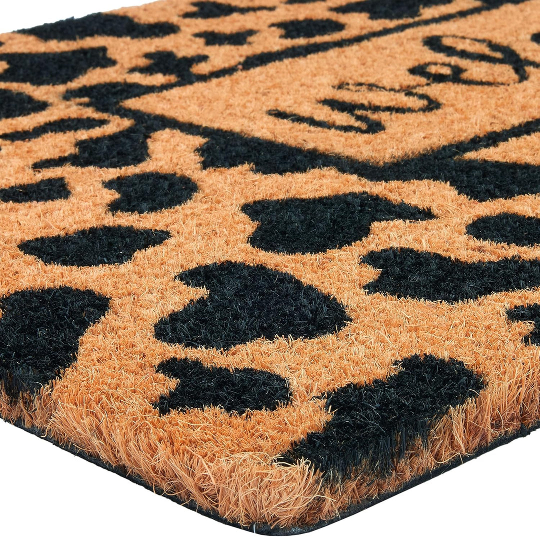 BRUBAKER Fussmatte für Aussen und Innen - Welcome mit Leopardenmuster - 45 x 75 cm Schmutzfangmatte