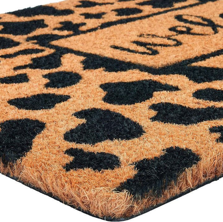 BRUBAKER Fussmatte für Aussen und Innen - Welcome mit Leopardenmuster - 45 x 75 cm Schmutzfangmatte